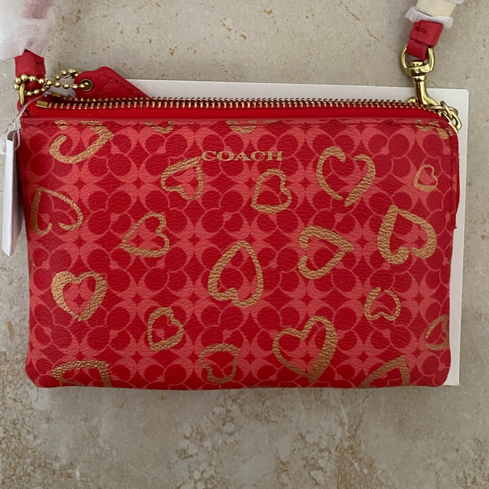 Red Mini COACH Wristlet